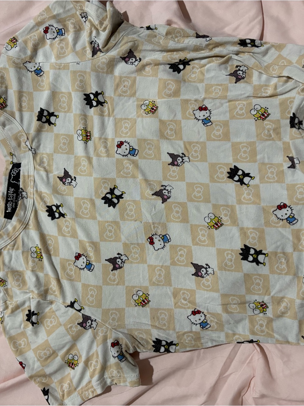 Hello Kitty Pastel Beige & Pink Checker Tee by Hello Kitty